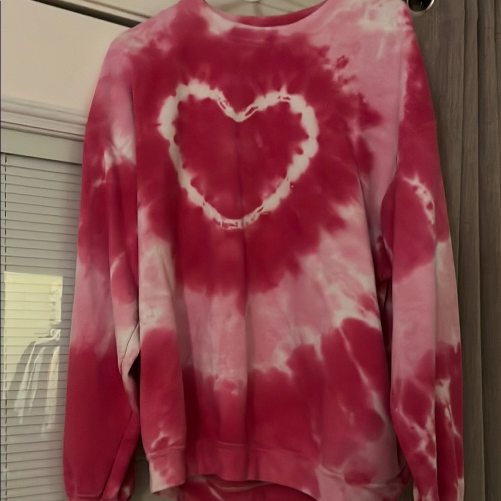 Urban outfitters Pink Tie-Dye Heart Sweater